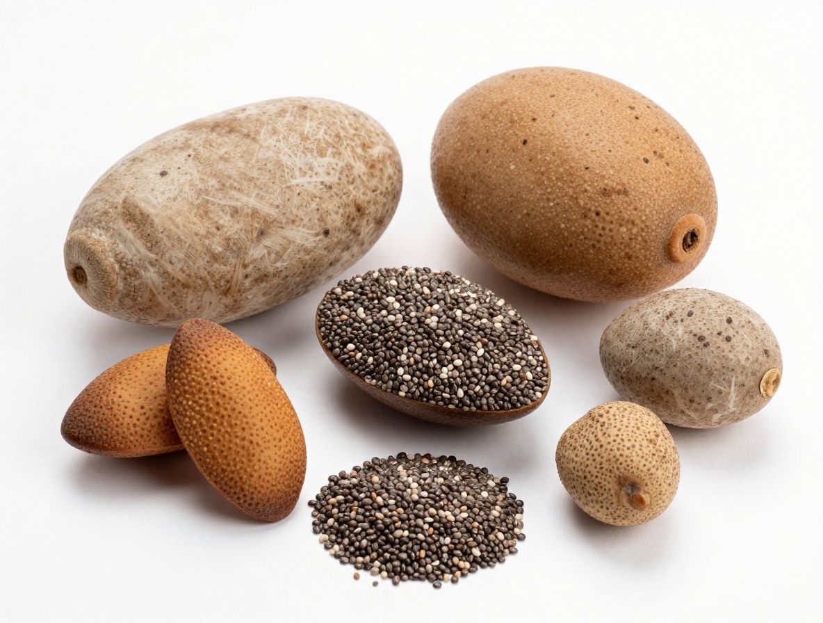 Krupni plan sjemenki i orašastih plodova: bademi, orasi, chia sjemenke i suncokretove sjemenke na tamnom kamenom podlošku, naglašene teksture i prirodne boje