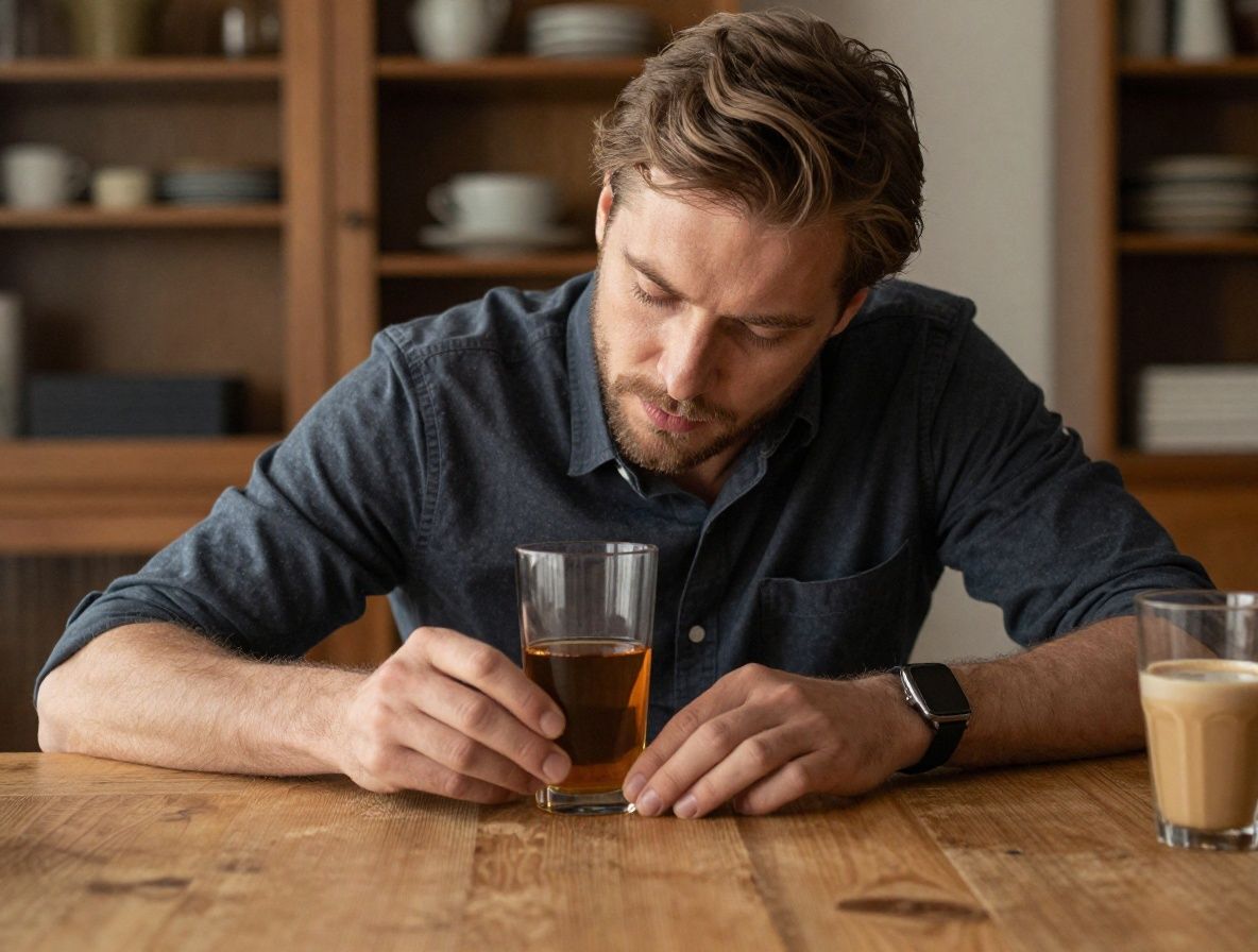 Bijeli cvjetovi kamilice u staklenoj čašici s toplom infuzijom, parni tanki oblaci pare iznad čaja, toplo žuto svjetlo na drvenom stolu